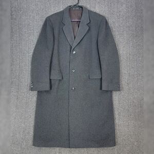 Vintage Hammersley Topcoat Mens 46R Gray Wool Cashmere Blend Made In England